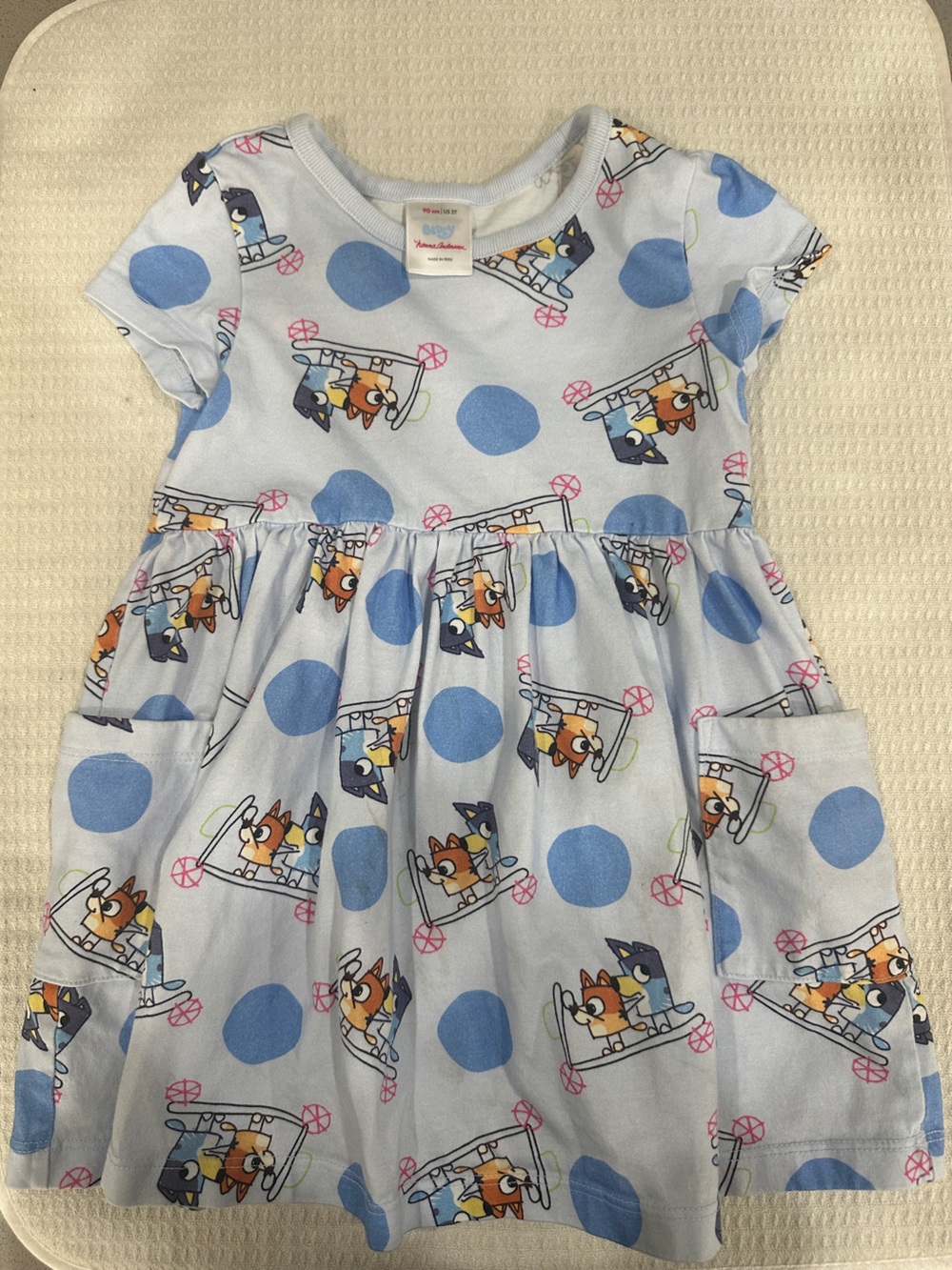 Hanna Andersson Light Blue Polka Dot Fox Pocket Dress